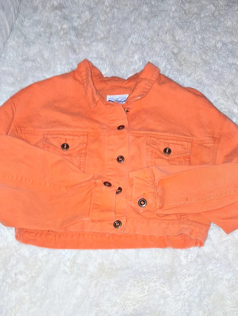 Vintage Perry Ellis Cropped Orange Cotton Jacket